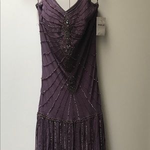 Purple Sequins/Beaded 100%silk heavy